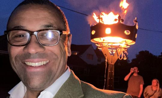 James Cleverly MP at the lighting of the Jubilee Beacon at Wickham St Paul