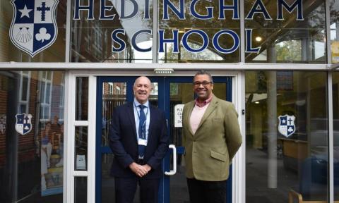 James Cleverly at the opening of the new 'T-Level' block at Hedingham School