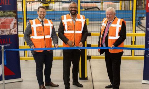 James Cleverly MP opens the new British Offsite factory on the Horizon 120 Business Park in Braintree