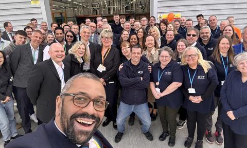 James Cleverly visits TE Connectivity’s new site in Braintree 
